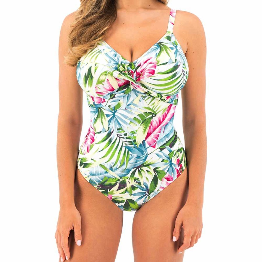 Swimwear Fantasie Swim | Langkawi Underwired Adjustable Leg Twist Front Swimsuit - Fs501731 White