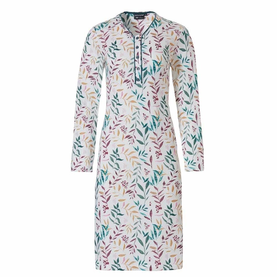 Nightwear Pastunette | Autumn Leaves Long Sleeve Nightdress - 15212-368-4 Green