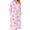 Nightwear Slenderella | Floral Mock Quilt Cotton Rich Zip Housecoat - Hc01317 Pink