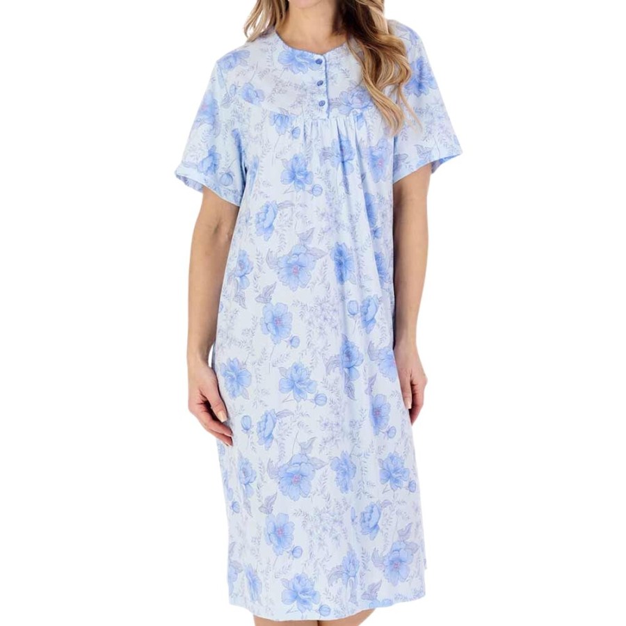 Nightwear Slenderella | Peony Short Sleeve Cotton Jersey 42 Inch Nightdress - Nd04105