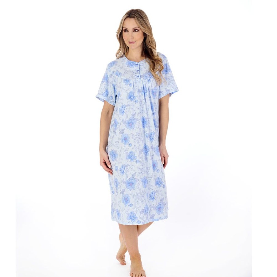 Nightwear Slenderella | Peony Short Sleeve Cotton Jersey 42 Inch Nightdress - Nd04105