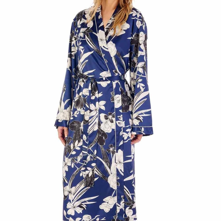 Nightwear Gaspe | Floral Satin Long Sleeve 46 Inch Kimono Wrap - Gl02724