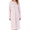 Nightwear Slenderella | Spring Garden Long Sleeve Buttoned Top Cotton 42 Inch Nightdress - Nd02107