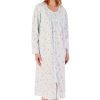 Nightwear Slenderella | Spring Flowers Long Sleeve Button Through Cotton 45 Inch Nightdress - Nd02202