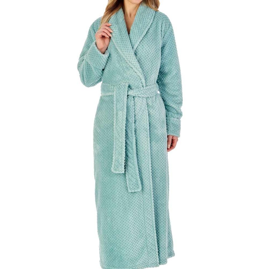 Nightwear Slenderella | Longer Length Luxury Waffle Fleece Shawl Collar Wrap Housecoat - Hc4329