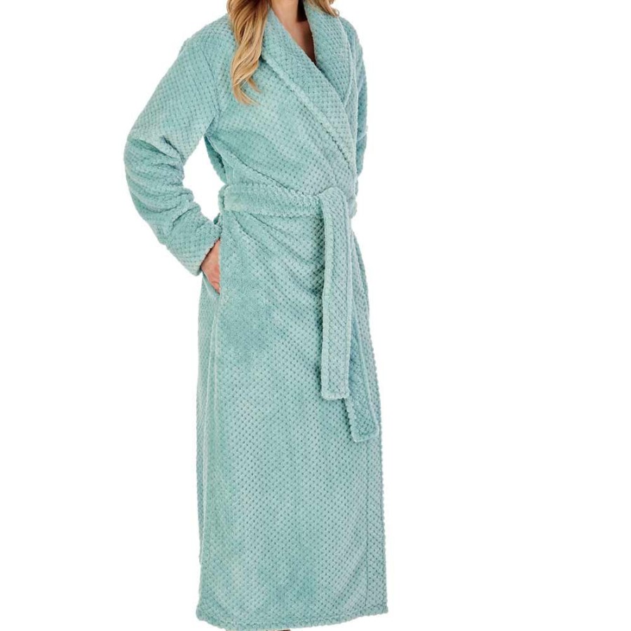 Nightwear Slenderella | Longer Length Luxury Waffle Fleece Shawl Collar Wrap Housecoat - Hc4329