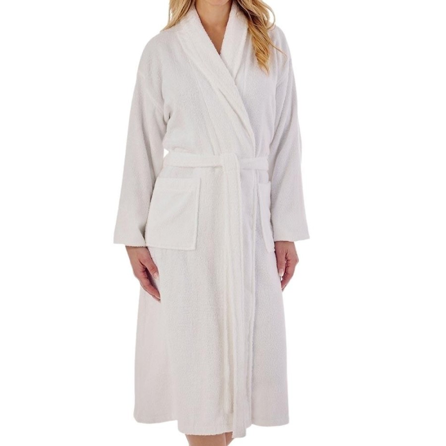 Nightwear Slenderella | Long Sleeve Pure Cotton Towelling Wrap 46 Inch Bath Robe - Hc1305