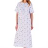 Nightwear Slenderella | Spring Garden Short Sleeve Buttoned Top Cotton 46 Inch Nightdress - Nd02106