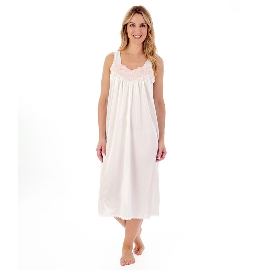 Nightwear Slenderella | Slippy V-Neck Sleeveless 44 Inch Nightdress - Nd55402