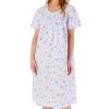 Nightwear Slenderella | Spring Flowers Short Sleeve Cotton 42 Inch Nightdress - Nd02200