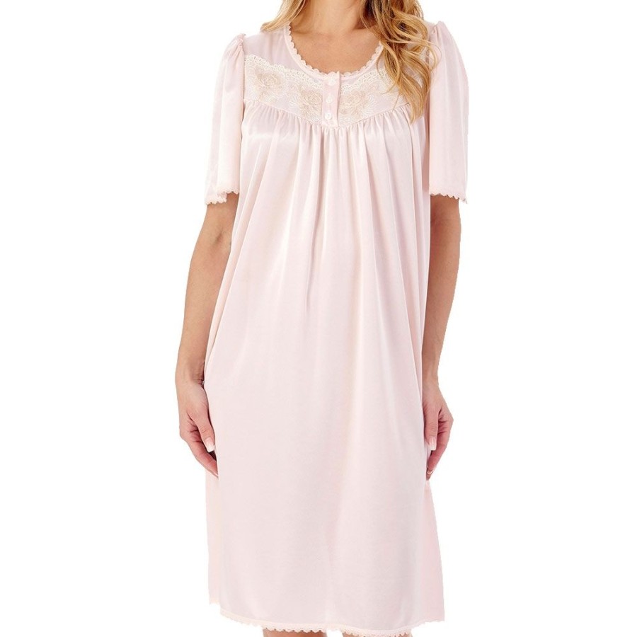 Nightwear Slenderella | Slippy Short Sleeve 40 Inch Nightdress - Nd55400