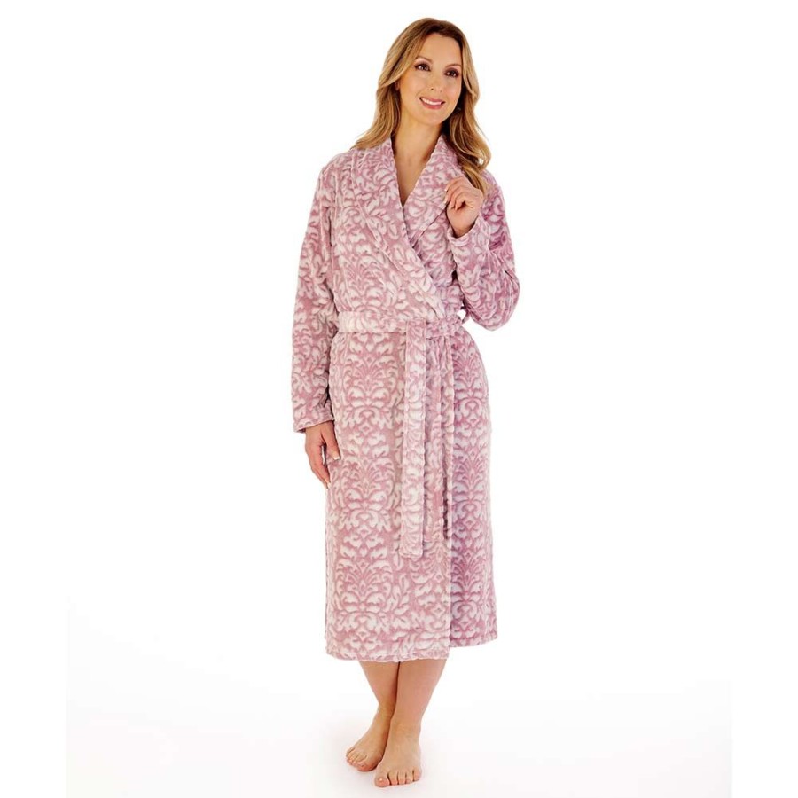 Nightwear Slenderella | Brocade Long Sleeve Wrap 46 Inch Housecoat - Hc02333