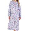 Nightwear Slenderella | Aconite Button Through Flannel Fleece 46 Inch Housecoat - Hc04311