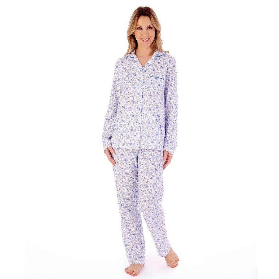 Nightwear Slenderella | Sketch Floral Long Sleeve Tailored Cotton Pyjama Set - Pj02103