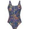 Swimwear Anita Rosa Faia | Flowers Of Bali Elouise Non Wired Swimsuit - 7758 Madeira