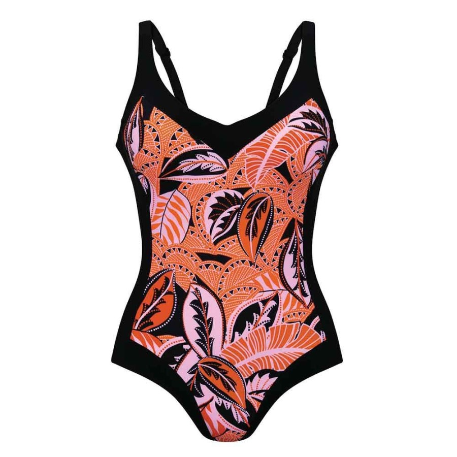 Swimwear Anita Comfort | Eclectic Sunset Sidonia Soft Cup Control Swimsuit - 7303 Mandarine