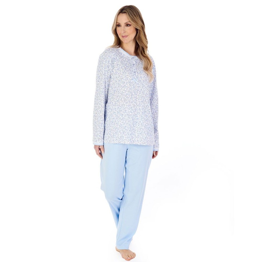 Nightwear Slenderella | Forget Me Not Long Sleeve Cotton Interlock Pyjama Set - Pj04128