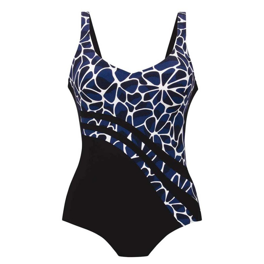 Swimwear Anita Comfort | Blue Depths Luella Soft Cup Shaping Swimsuit - 7358 Black/Pool