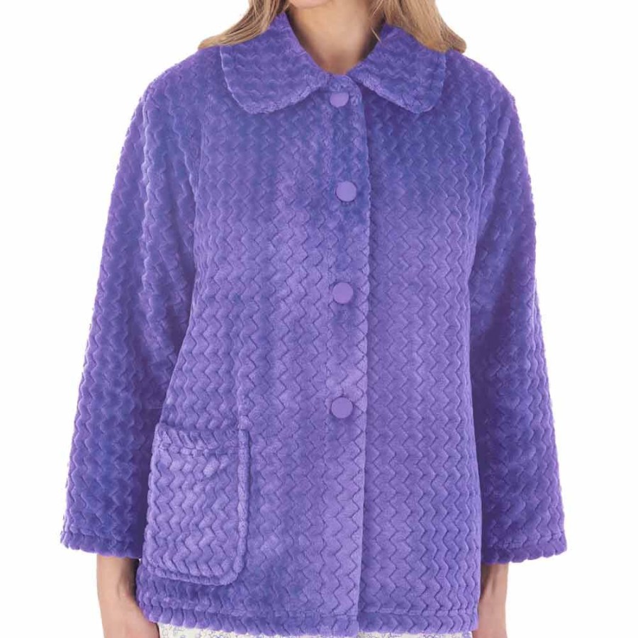 Nightwear Slenderella | Zig-Zag Fleece 3/4 Sleeve Bed Jacket - Bj02315