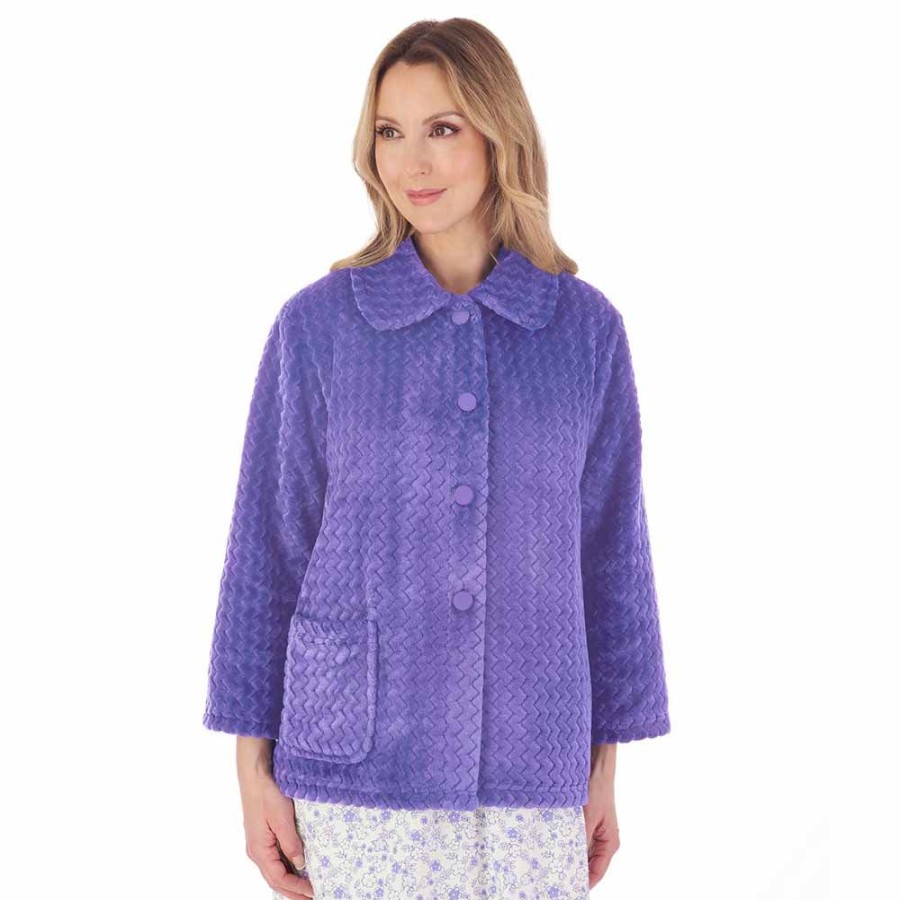 Nightwear Slenderella | Zig-Zag Fleece 3/4 Sleeve Bed Jacket - Bj02315