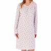 Nightwear Slenderella | Sketch Floral Long Sleeve Cotton 38 Inch Nightdress - Nd02100