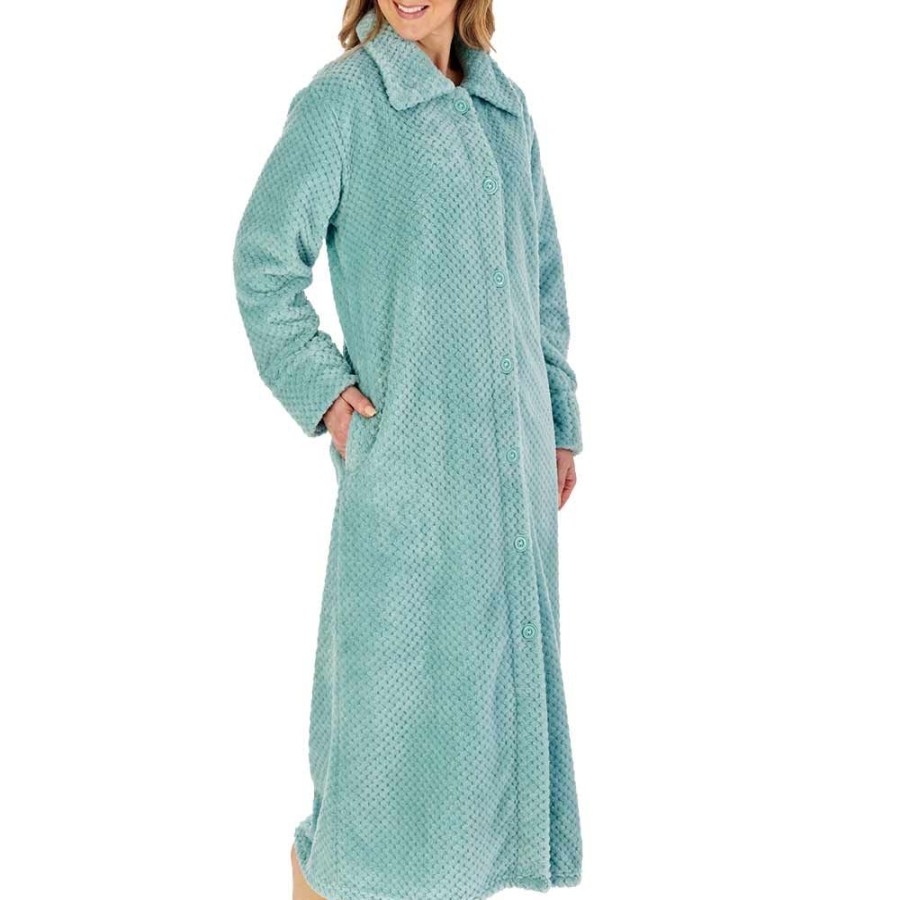 Nightwear Slenderella | Longer Length Luxury Waffle Fleece Button Through Housecoat - Hc4328