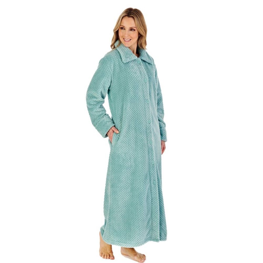 Nightwear Slenderella | Longer Length Luxury Waffle Fleece Button Through Housecoat - Hc4328