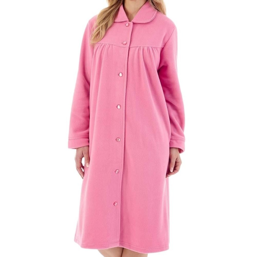 Nightwear Slenderella | Button Opening Curved Yoke Polar Fleece Housecoat - Hc6324