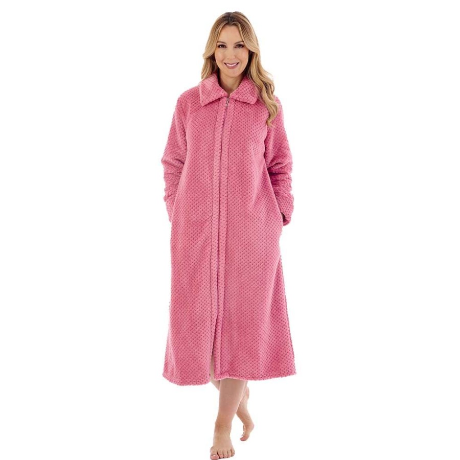 Nightwear Slenderella | Luxury Waffle Fleece Zip Opening Housecoat - Hc4326