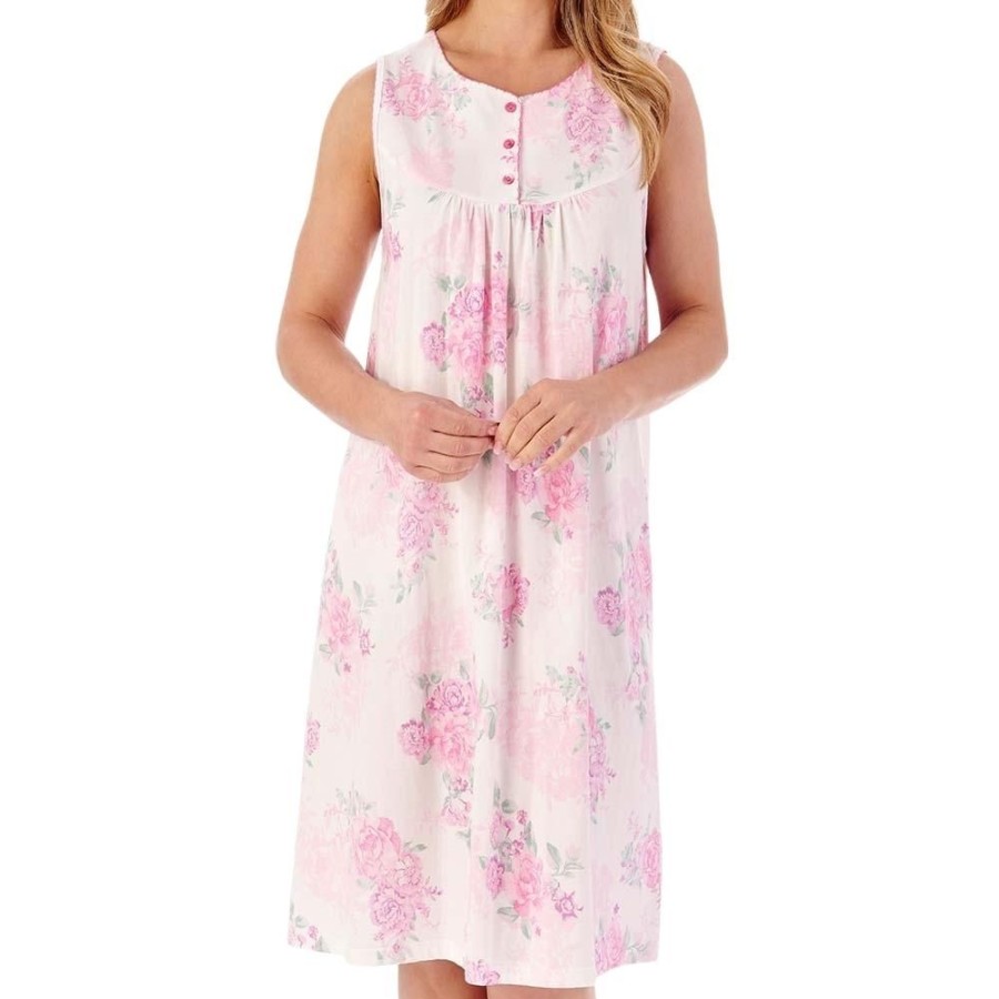 Nightwear Slenderella | Large Floral Sleeveless 40 Inch Cotton Nightdress - Nd01131