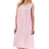 Nightwear Slenderella | Seersucker Sleeveless Buttoned Top 42 Inch Nightdress - Nd01220