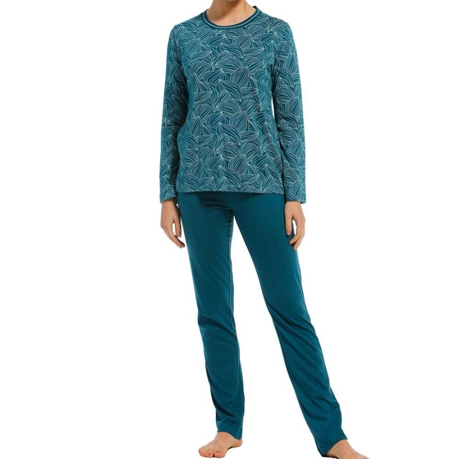 Nightwear Pastunette | Birds Long Sleeve Ladies Pyjama Set - 20212-143-2 Green