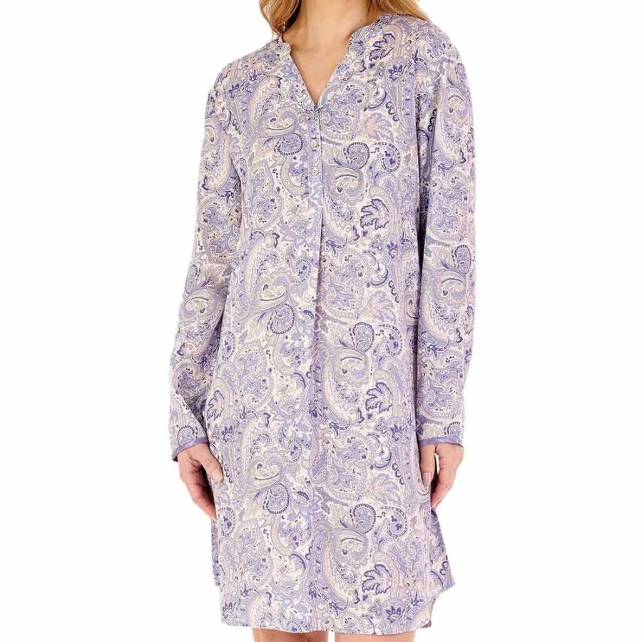 Nightwear Slenderella | Paisley Print Long Sleeve 38 Inch Woven Nightshirt - Ns88225