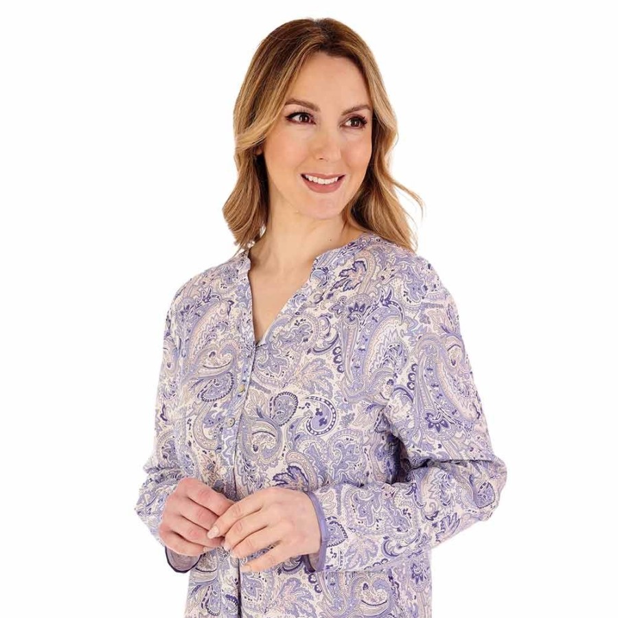 Nightwear Slenderella | Paisley Print Long Sleeve 38 Inch Woven Nightshirt - Ns88225