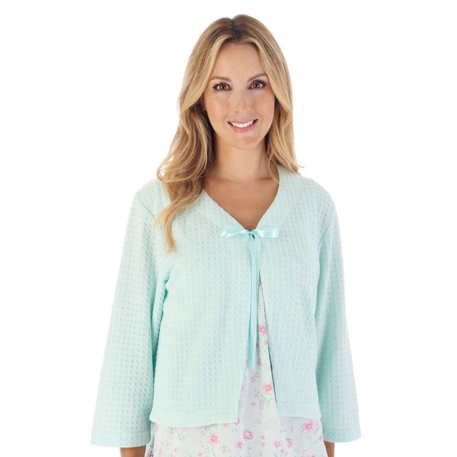 Nightwear Slenderella | Summer Ribbon Tie 3/4 Sleeve Bedjacket - Bj3303