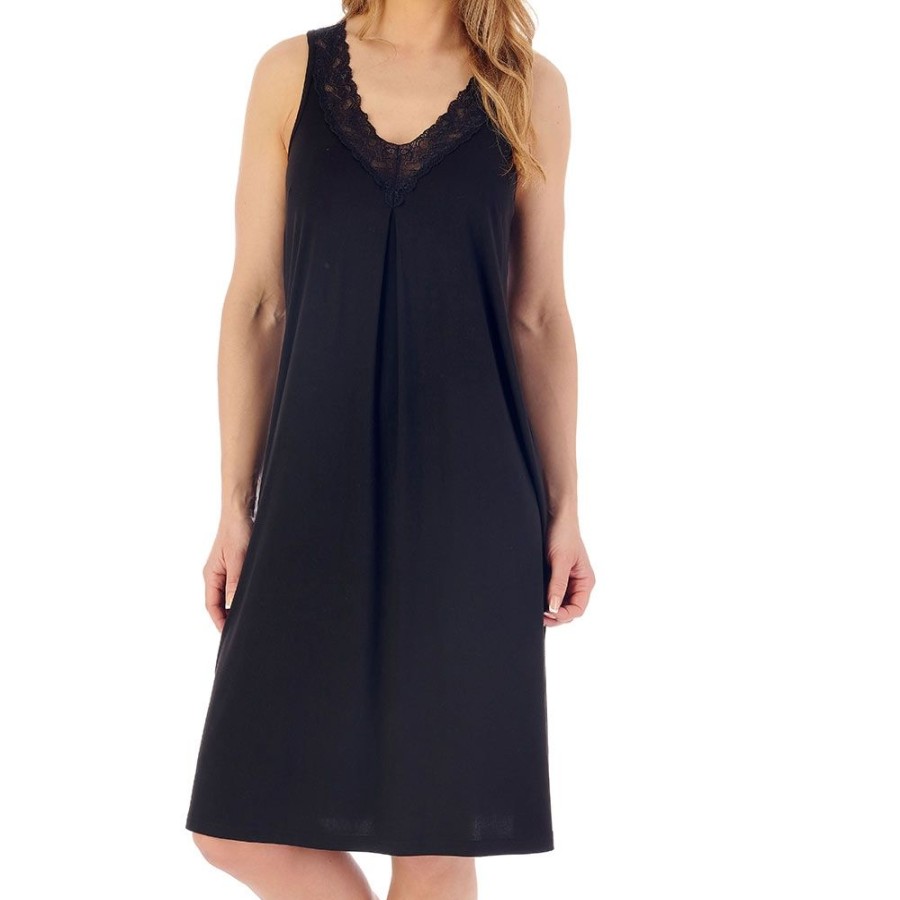 Nightwear Gaspe | Super Soft Build Up Shoulders 38 Inch Nightdress - Gl02700 Black