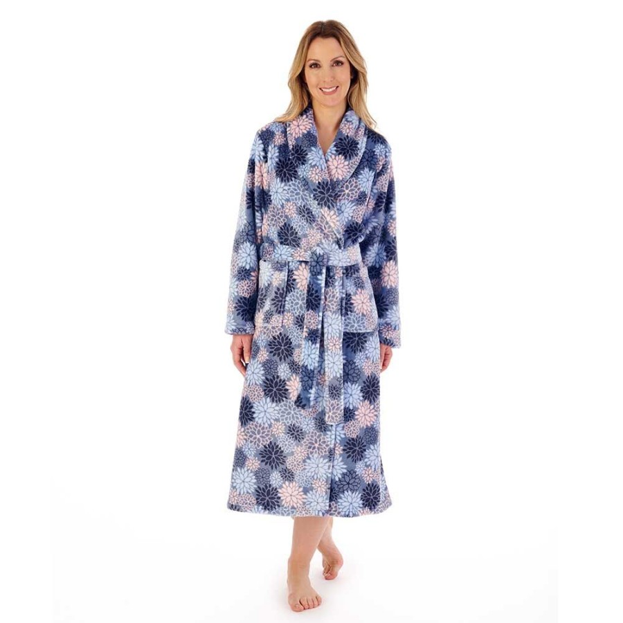 Nightwear Slenderella | Bold Floral Flannel Fleece Wrap 46 Inch Housecoat - Hc02313