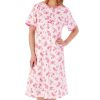 Nightwear Slenderella | Floral Print Interlock Short Sleeve Cotton 42 Inch Nightdress - Nd02125